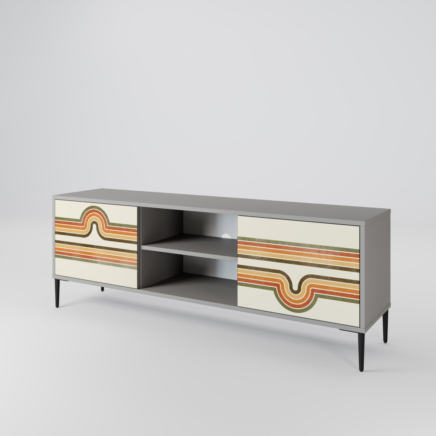 EXCEPTIONAL STREAM 2-Door TV Stand in Grey Finish
