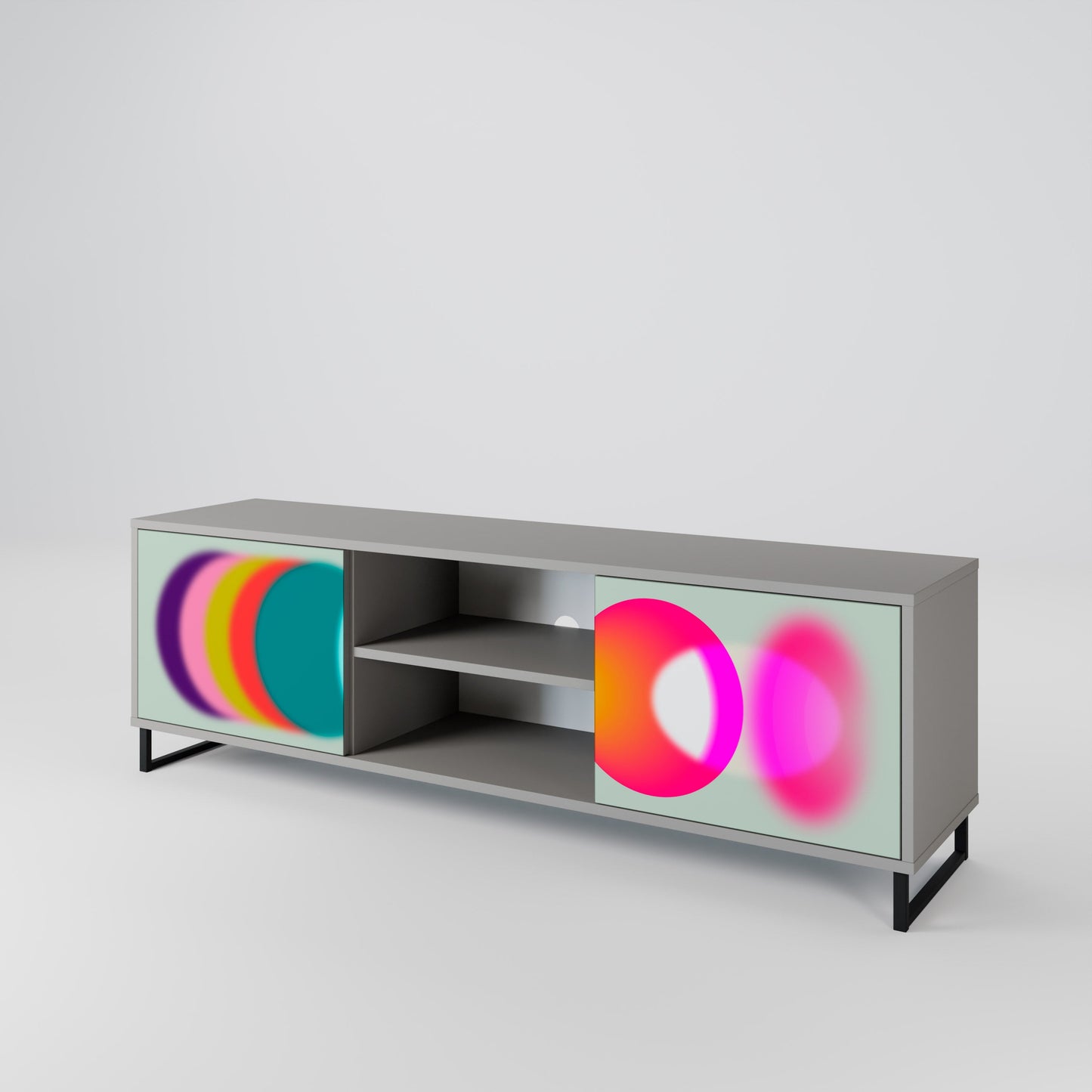 SYMPHONY OF COLORS 2-Door TV Stand in Grey Finish