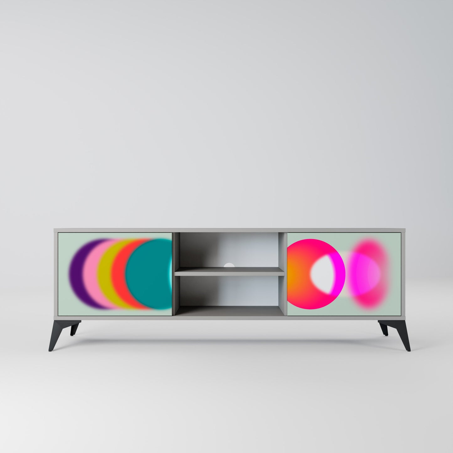 SYMPHONY OF COLORS 2-Door TV Stand in Grey Finish