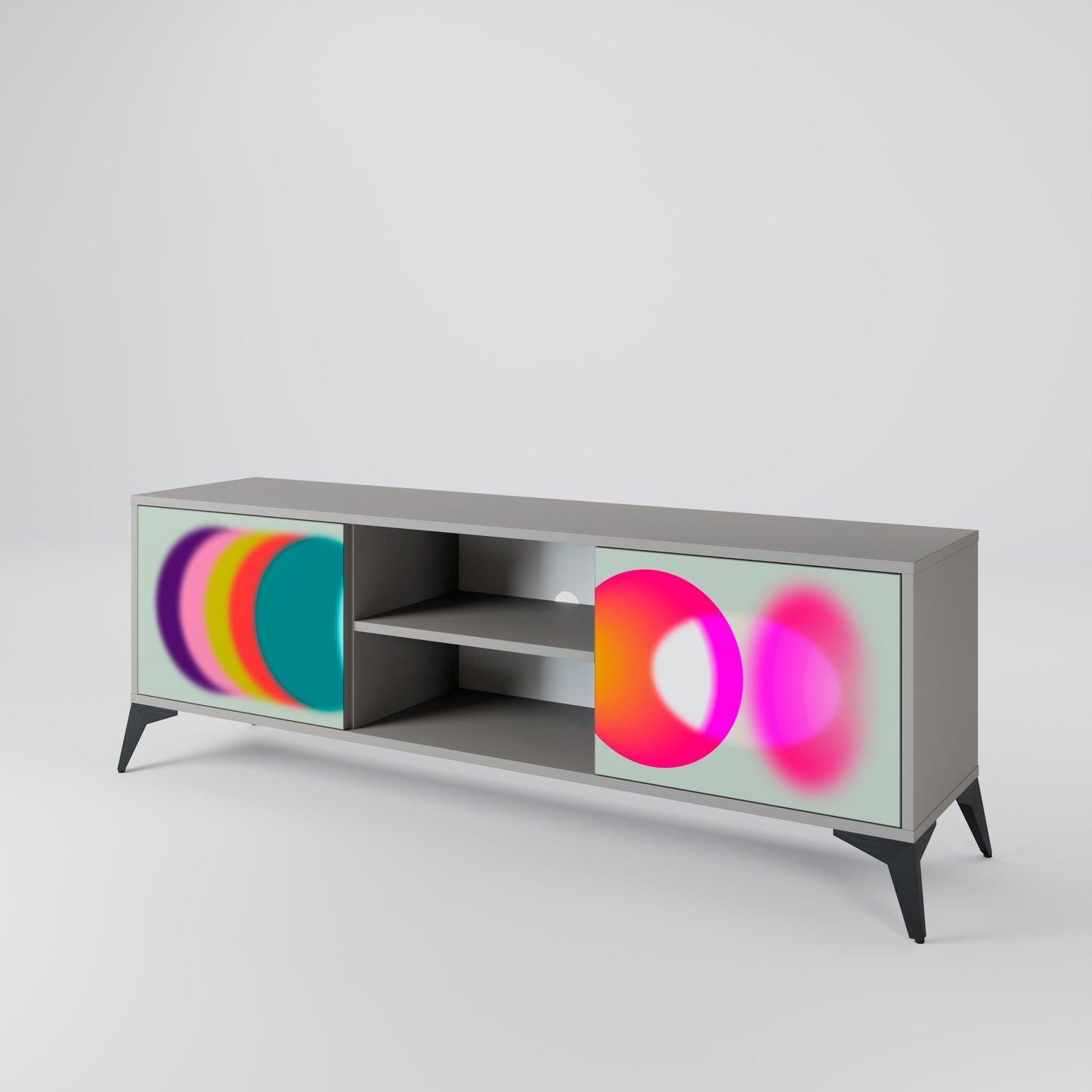 SYMPHONY OF COLORS 2-Door TV Stand in Grey Finish