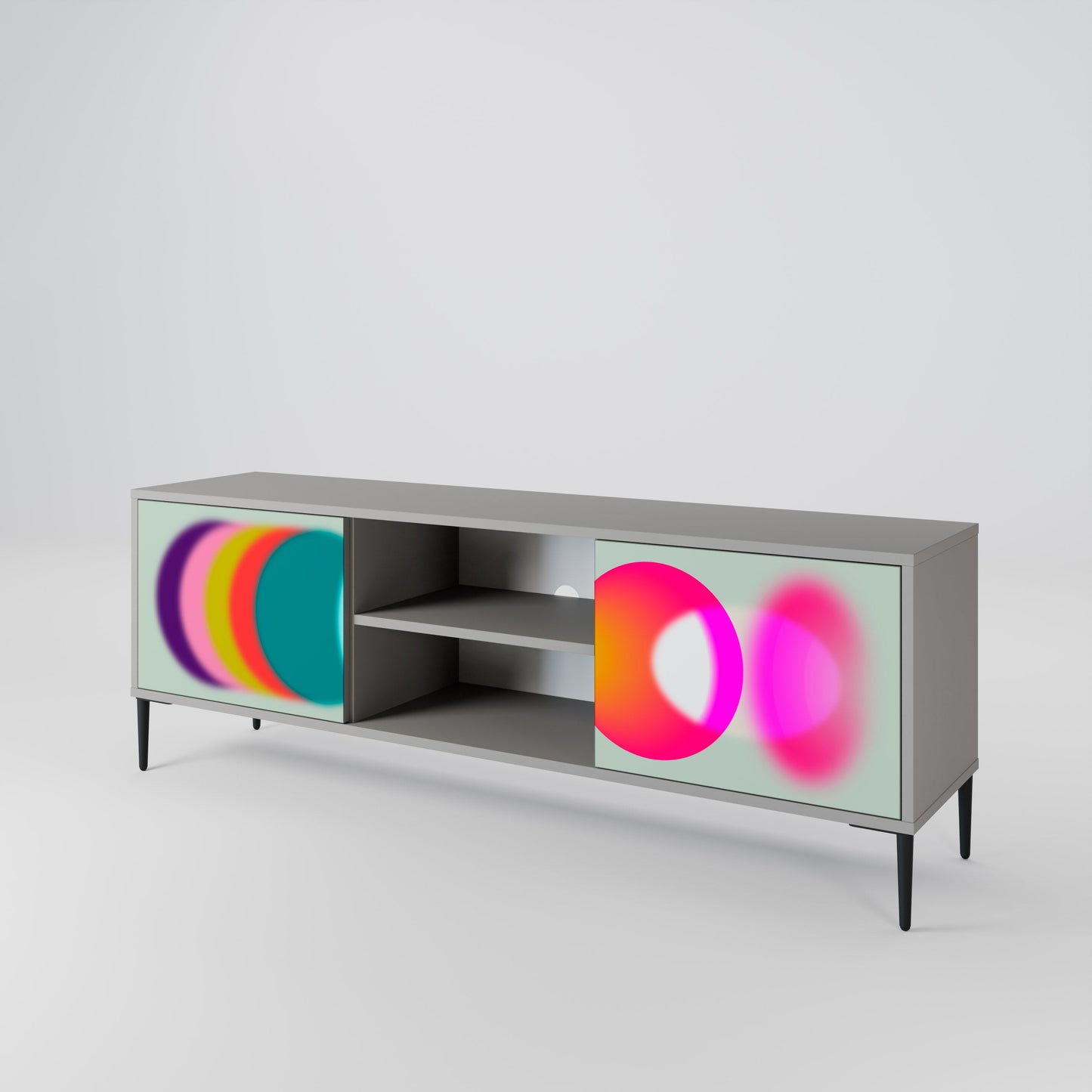 SYMPHONY OF COLORS 2-Door TV Stand in Grey Finish