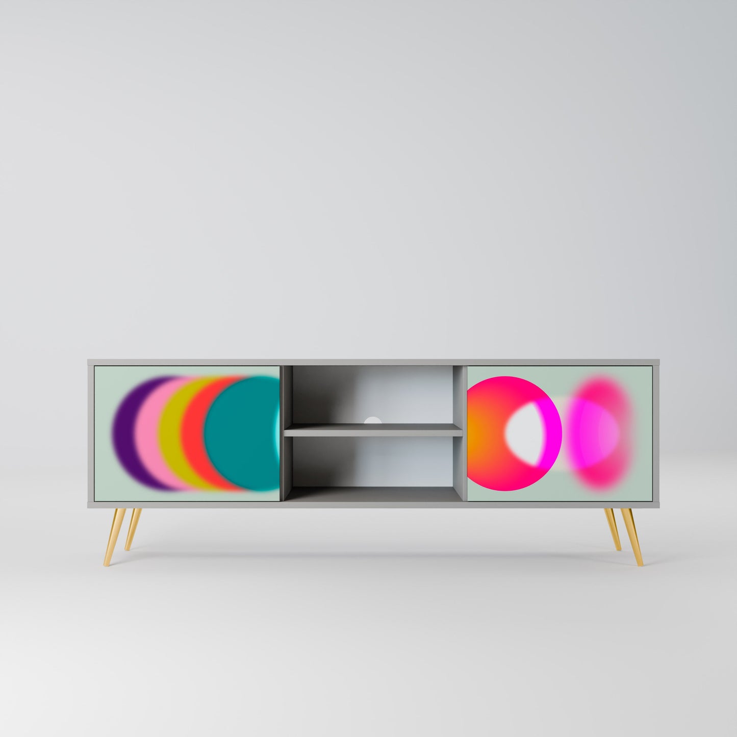 SYMPHONY OF COLORS 2-Door TV Stand in Grey Finish