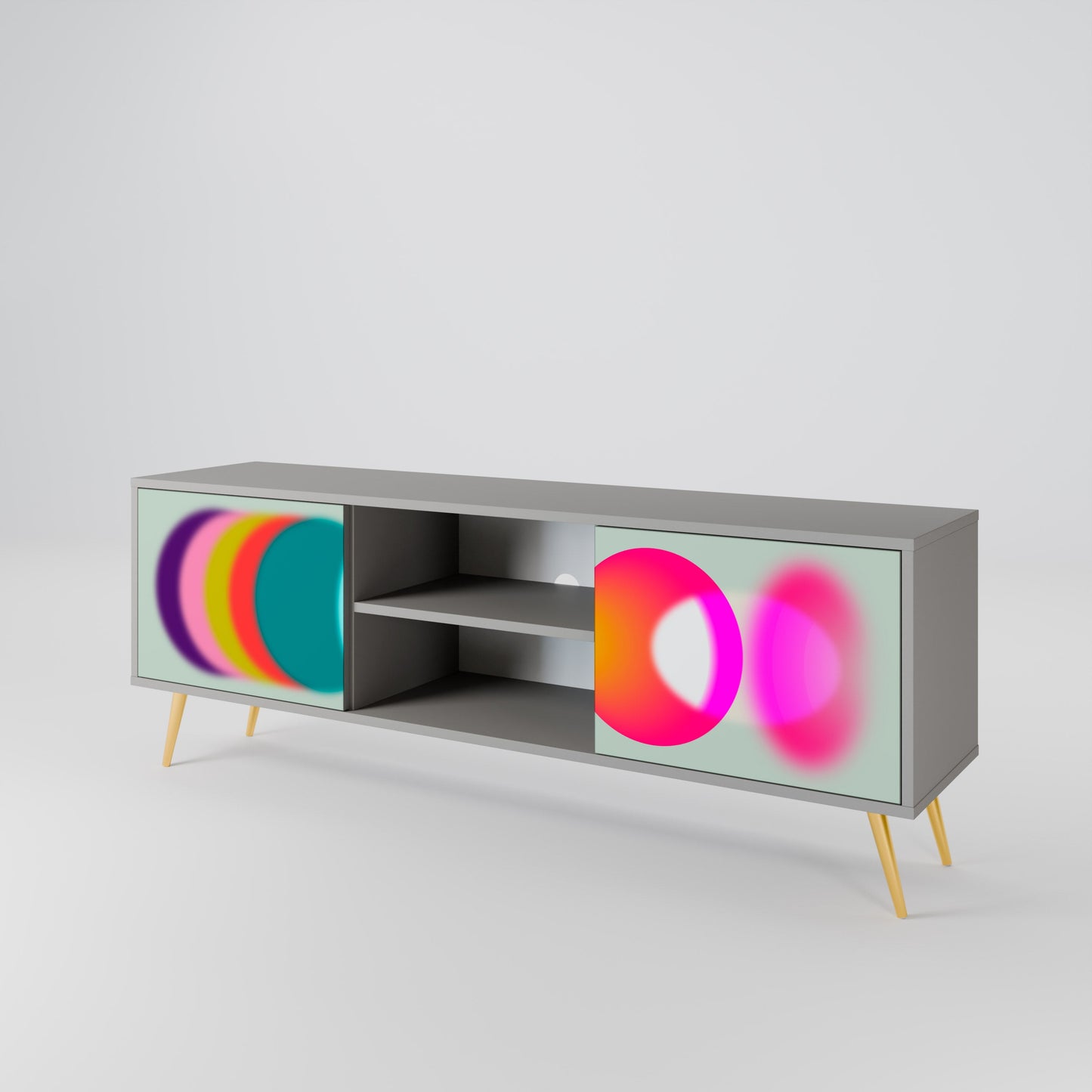 SYMPHONY OF COLORS 2-Door TV Stand in Grey Finish