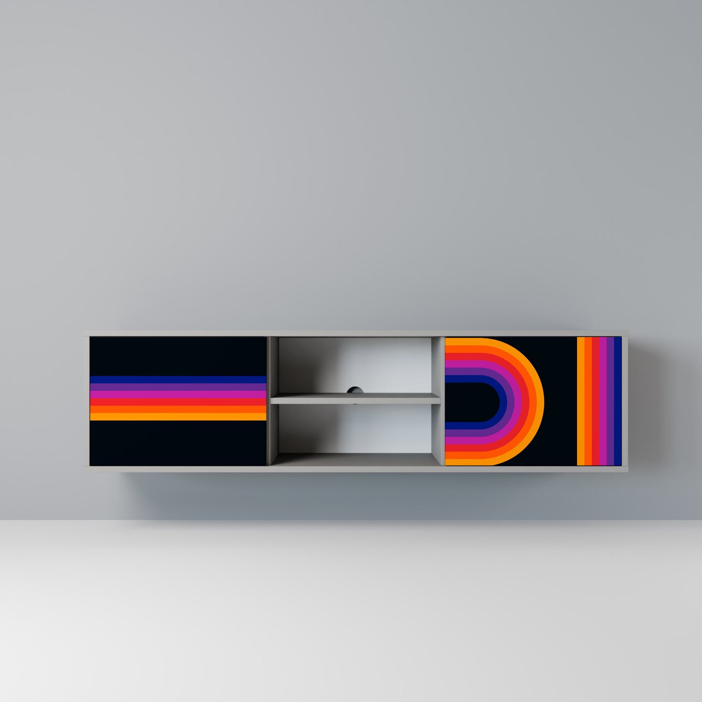 BLINDED BY THE LIGHTS 2-Door TV Stand in Grey Finish
