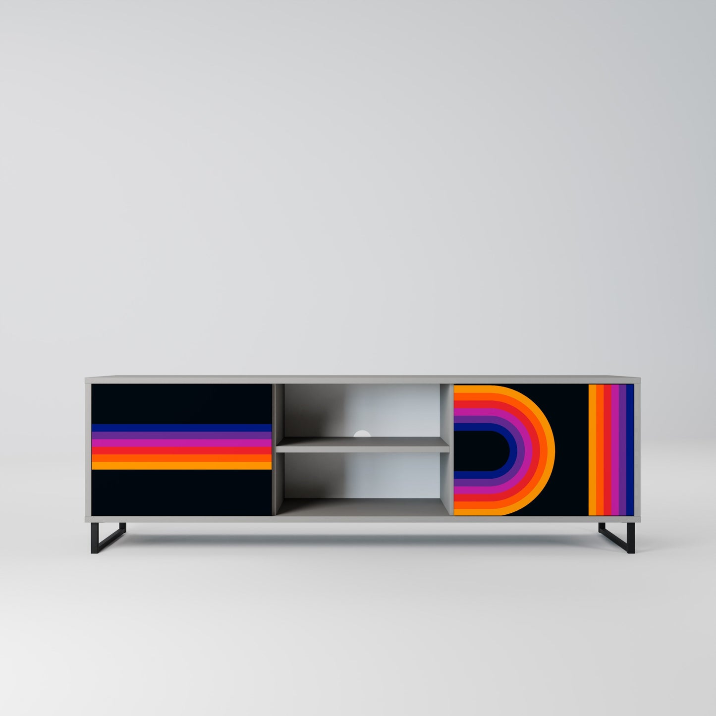 BLINDED BY THE LIGHTS 2-Door TV Stand in Grey Finish