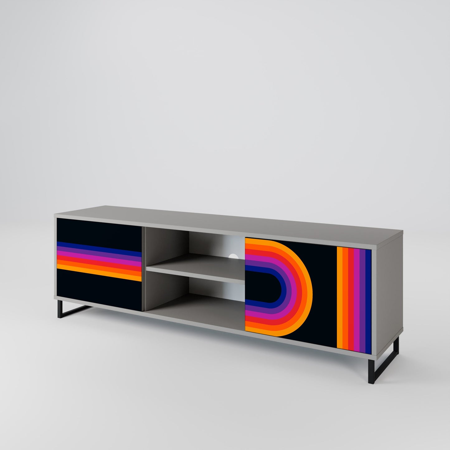 BLINDED BY THE LIGHTS 2-Door TV Stand in Grey Finish