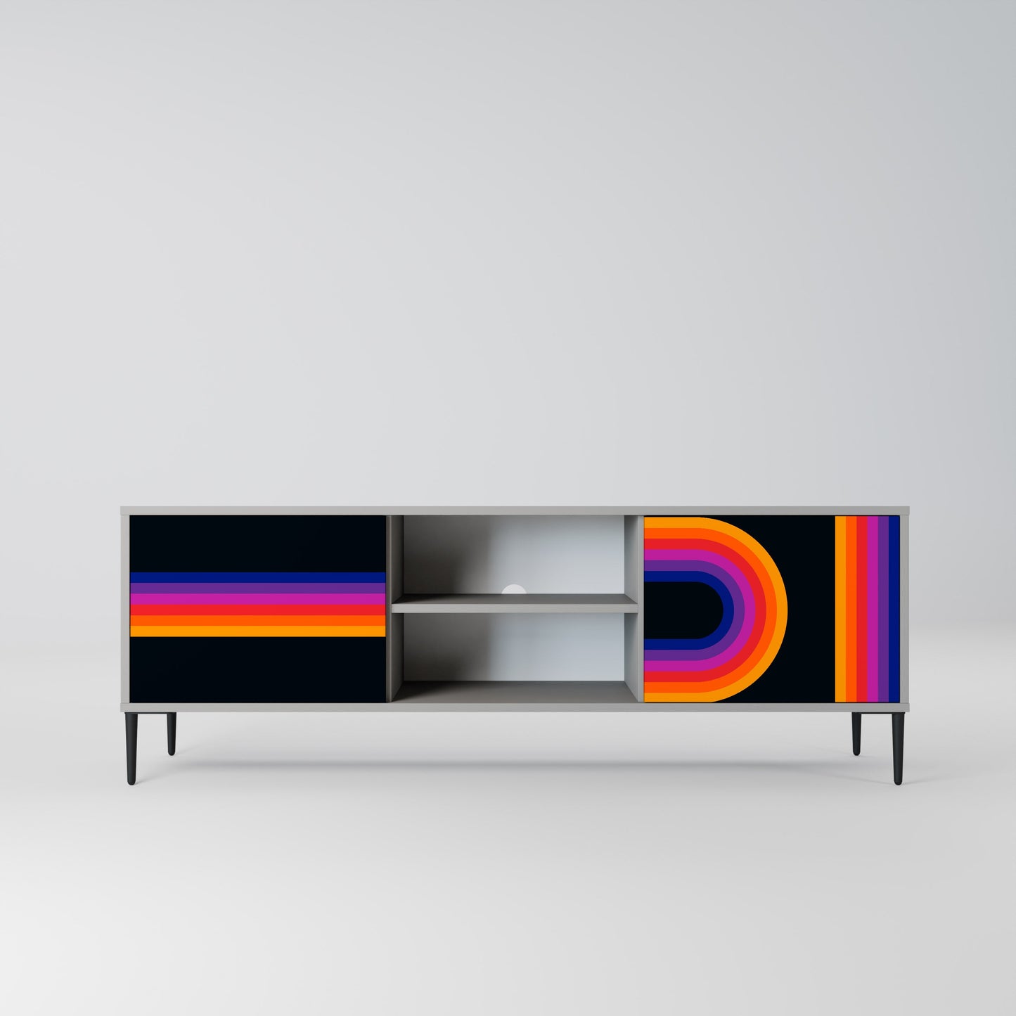 BLINDED BY THE LIGHTS 2-Door TV Stand in Grey Finish