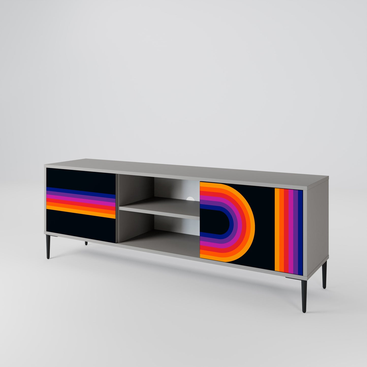 BLINDED BY THE LIGHTS 2-Door TV Stand in Grey Finish