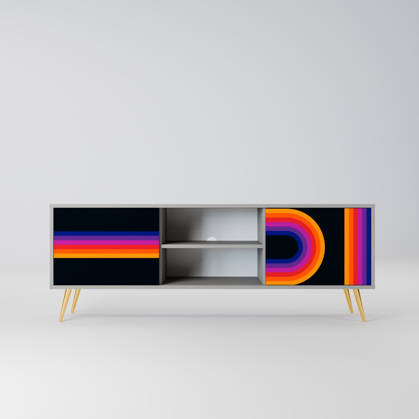 BLINDED BY THE LIGHTS 2-Door TV Stand in Grey Finish