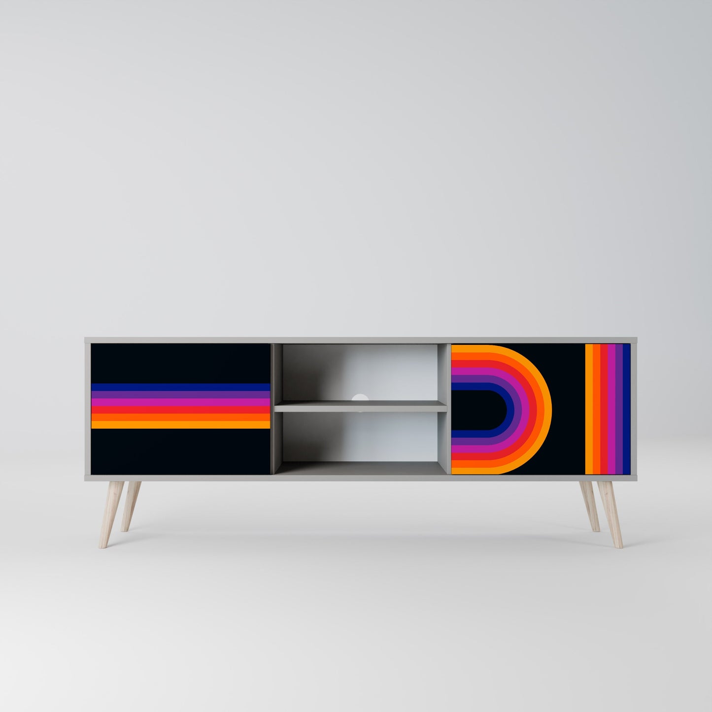 BLINDED BY THE LIGHTS 2-Door TV Stand in Grey Finish