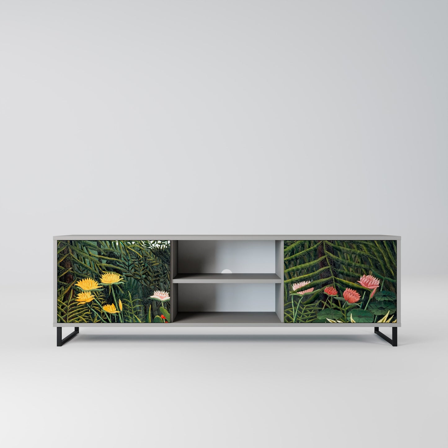 VIRGIN FOREST WITH SUNSET 2-Door TV Stand in Grey Finish