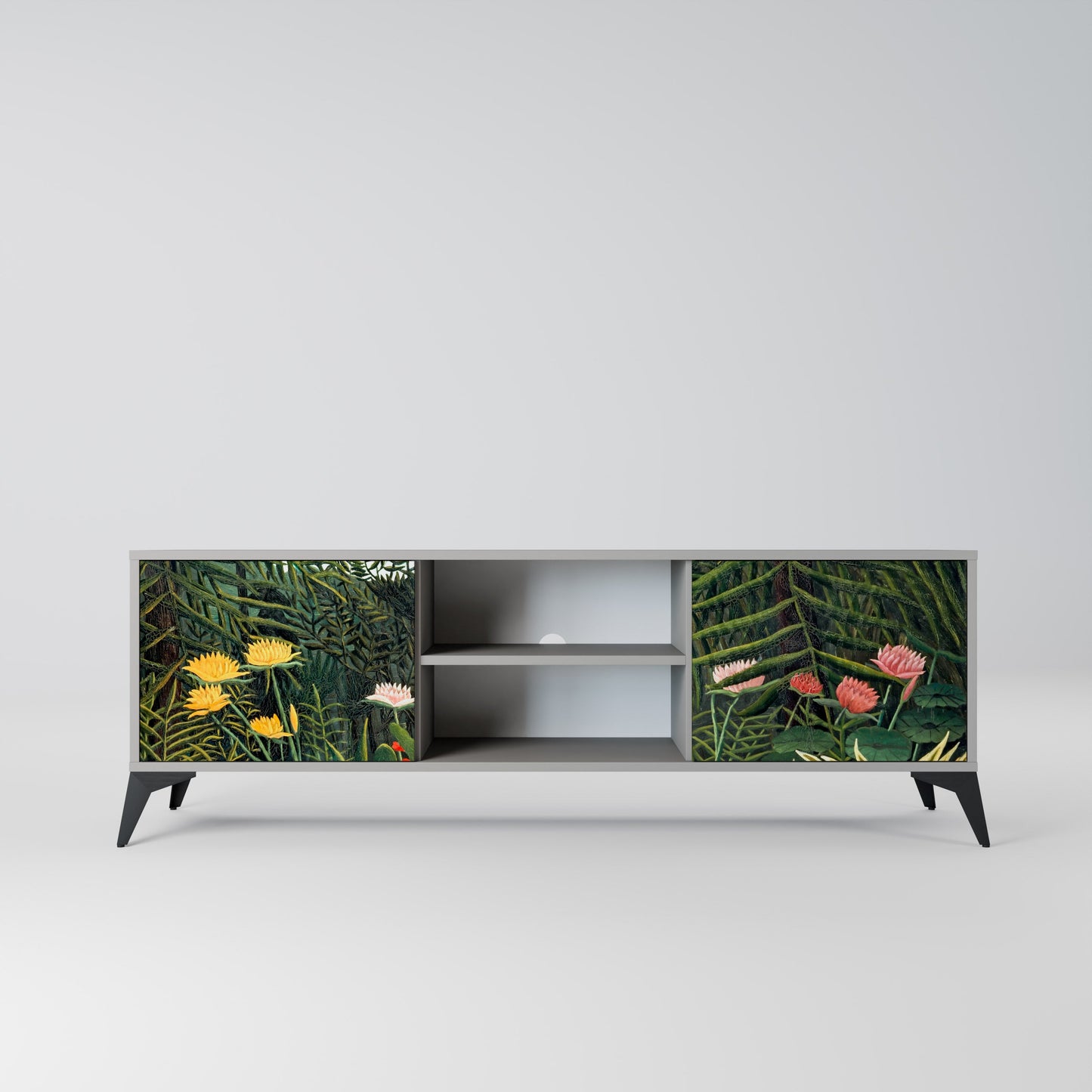 VIRGIN FOREST WITH SUNSET 2-Door TV Stand in Grey Finish