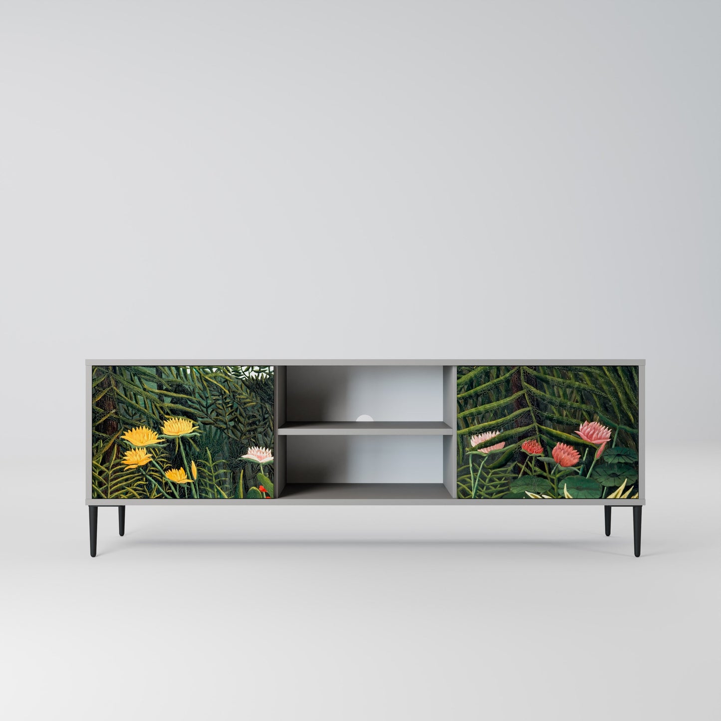 VIRGIN FOREST WITH SUNSET 2-Door TV Stand in Grey Finish