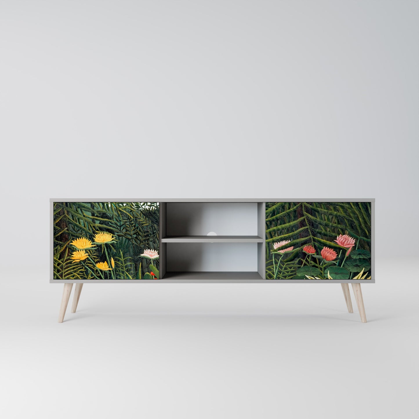 VIRGIN FOREST WITH SUNSET 2-Door TV Stand in Grey Finish