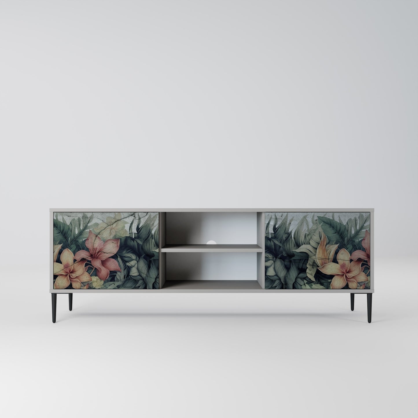 HEAVENLY BLOOM 2-Door TV Stand in Grey Finish