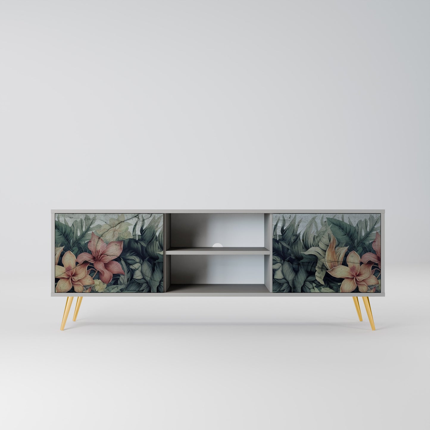 HEAVENLY BLOOM 2-Door TV Stand in Grey Finish
