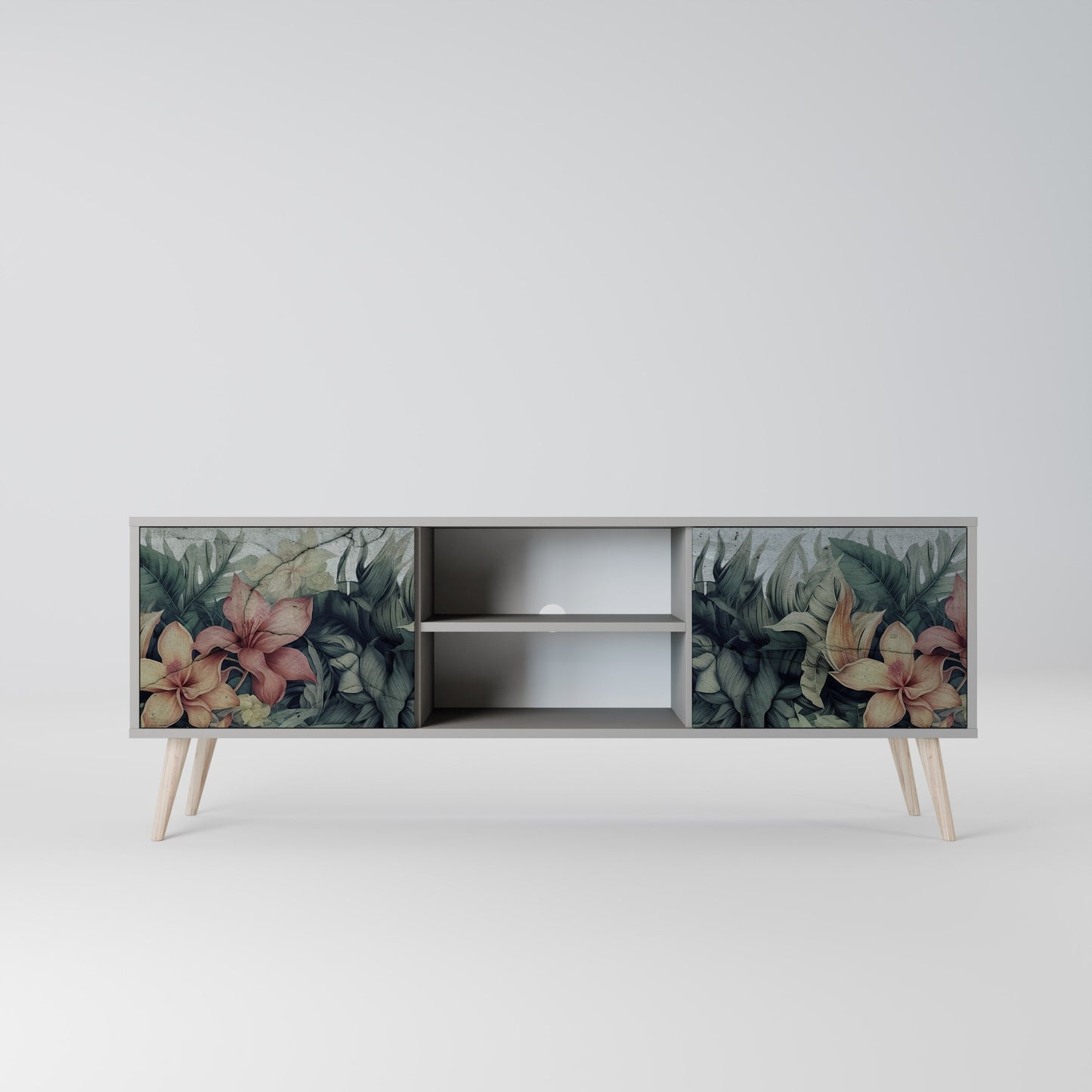 HEAVENLY BLOOM 2-Door TV Stand in Grey Finish