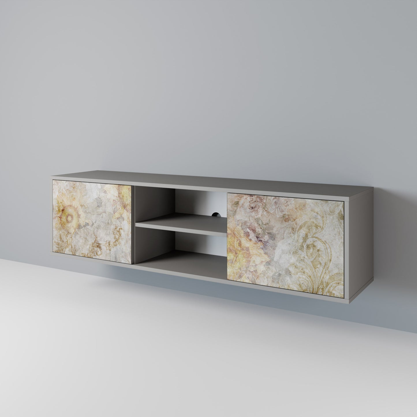 SUNFLOWER BLUR 2-Door TV Stand in Grey Finish