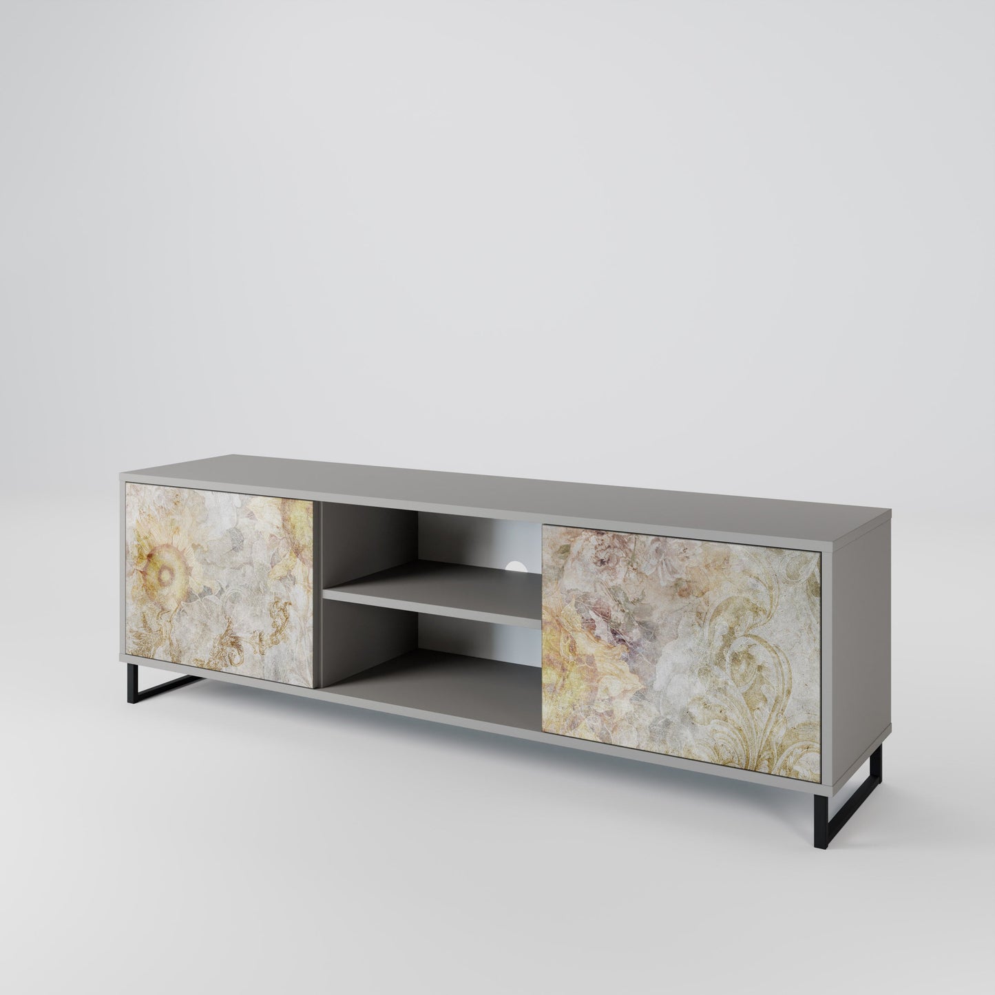 SUNFLOWER BLUR 2-Door TV Stand in Grey Finish