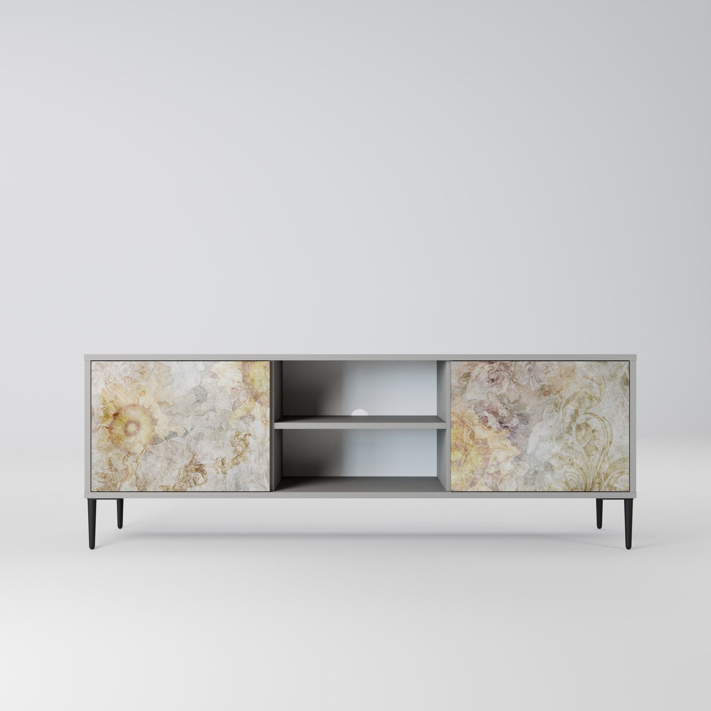 SUNFLOWER BLUR 2-Door TV Stand in Grey Finish