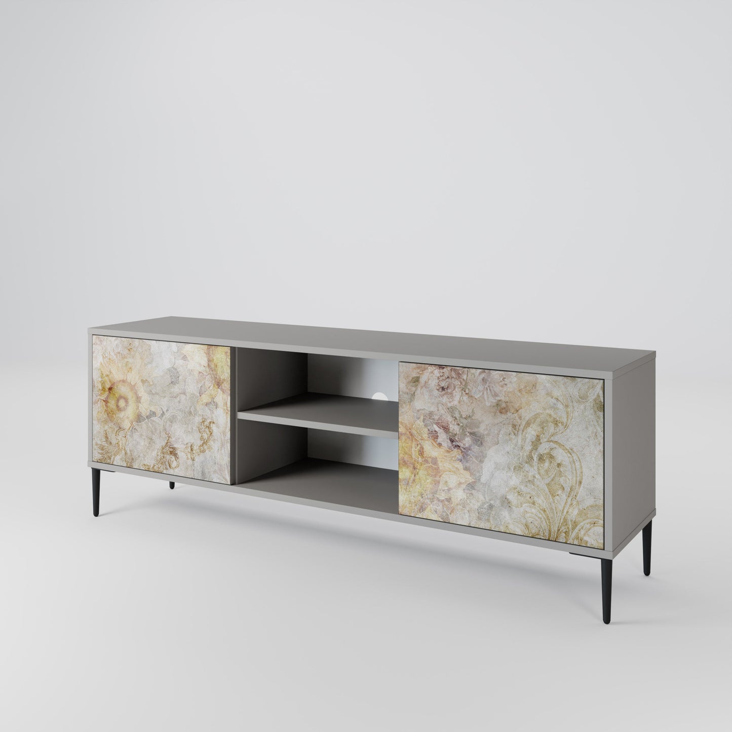 SUNFLOWER BLUR 2-Door TV Stand in Grey Finish