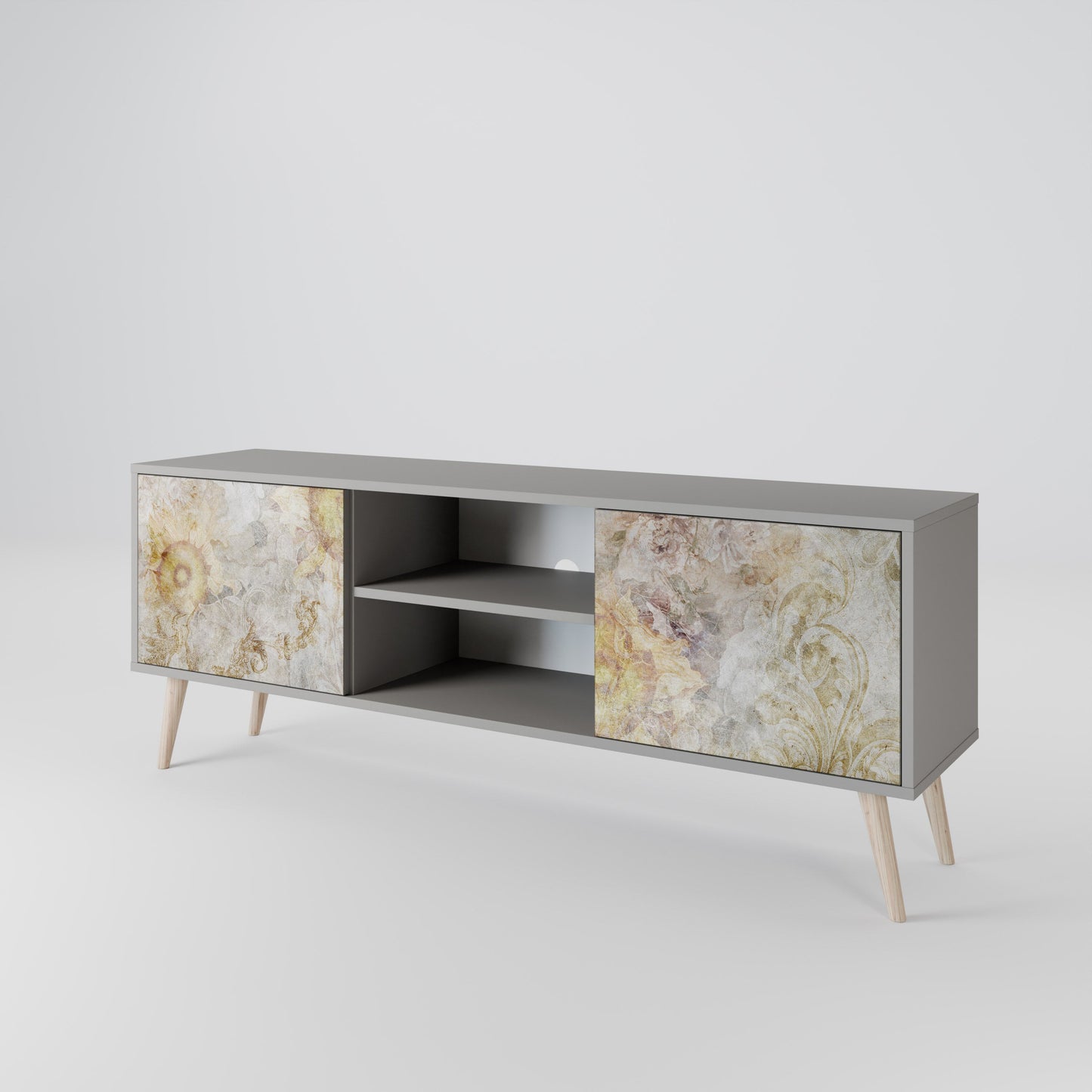 SUNFLOWER BLUR 2-Door TV Stand in Grey Finish