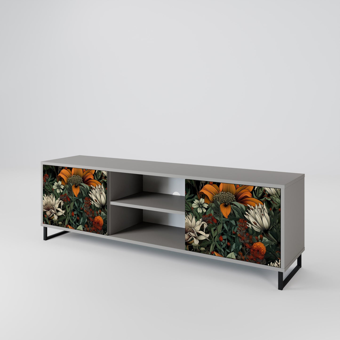 MIDNIGHT SPROUT 2-Door TV Stand in Grey Finish