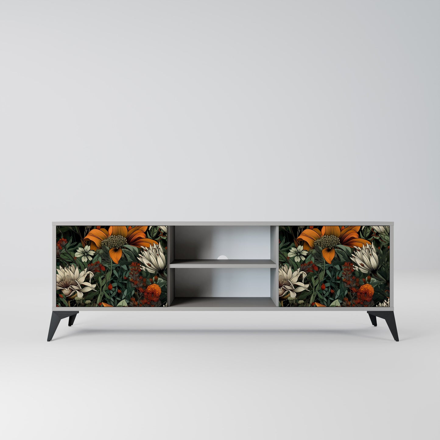 MIDNIGHT SPROUT 2-Door TV Stand in Grey Finish