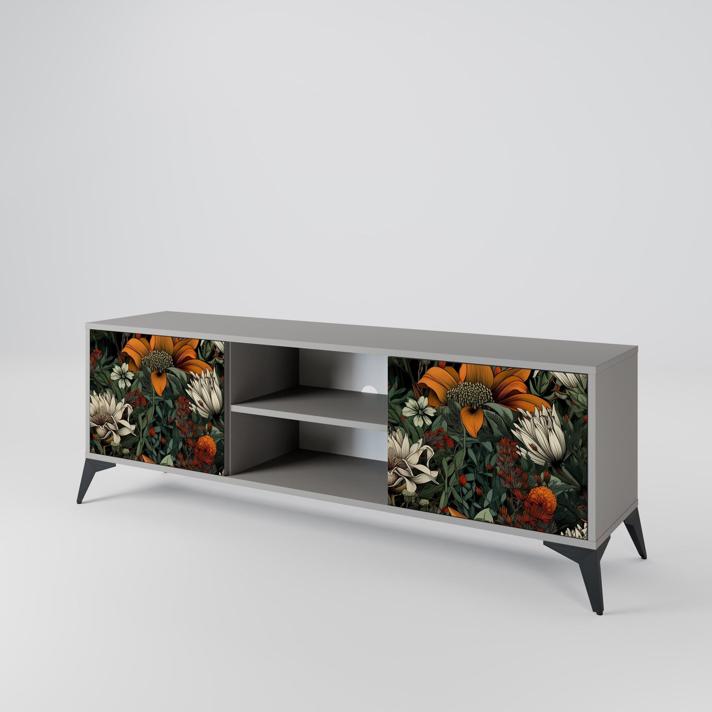 MIDNIGHT SPROUT 2-Door TV Stand in Grey Finish