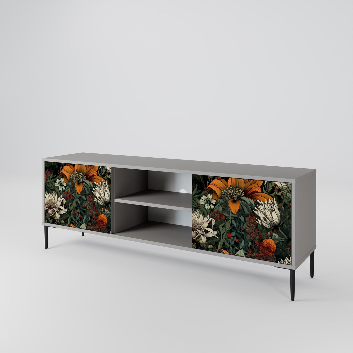 MIDNIGHT SPROUT 2-Door TV Stand in Grey Finish