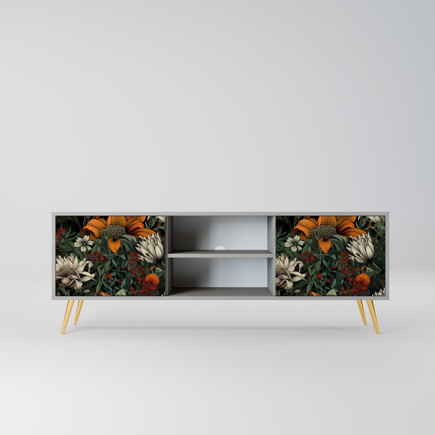 MIDNIGHT SPROUT 2-Door TV Stand in Grey Finish