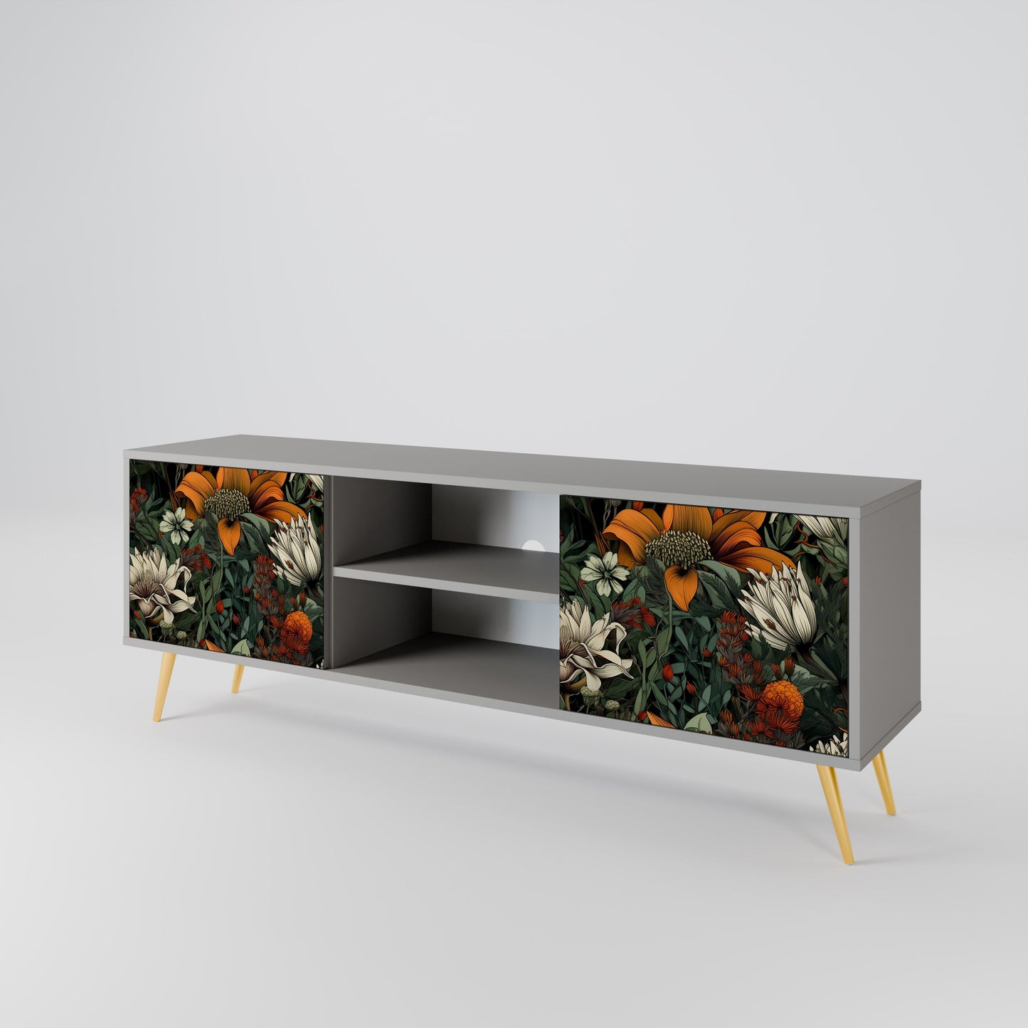 MIDNIGHT SPROUT 2-Door TV Stand in Grey Finish