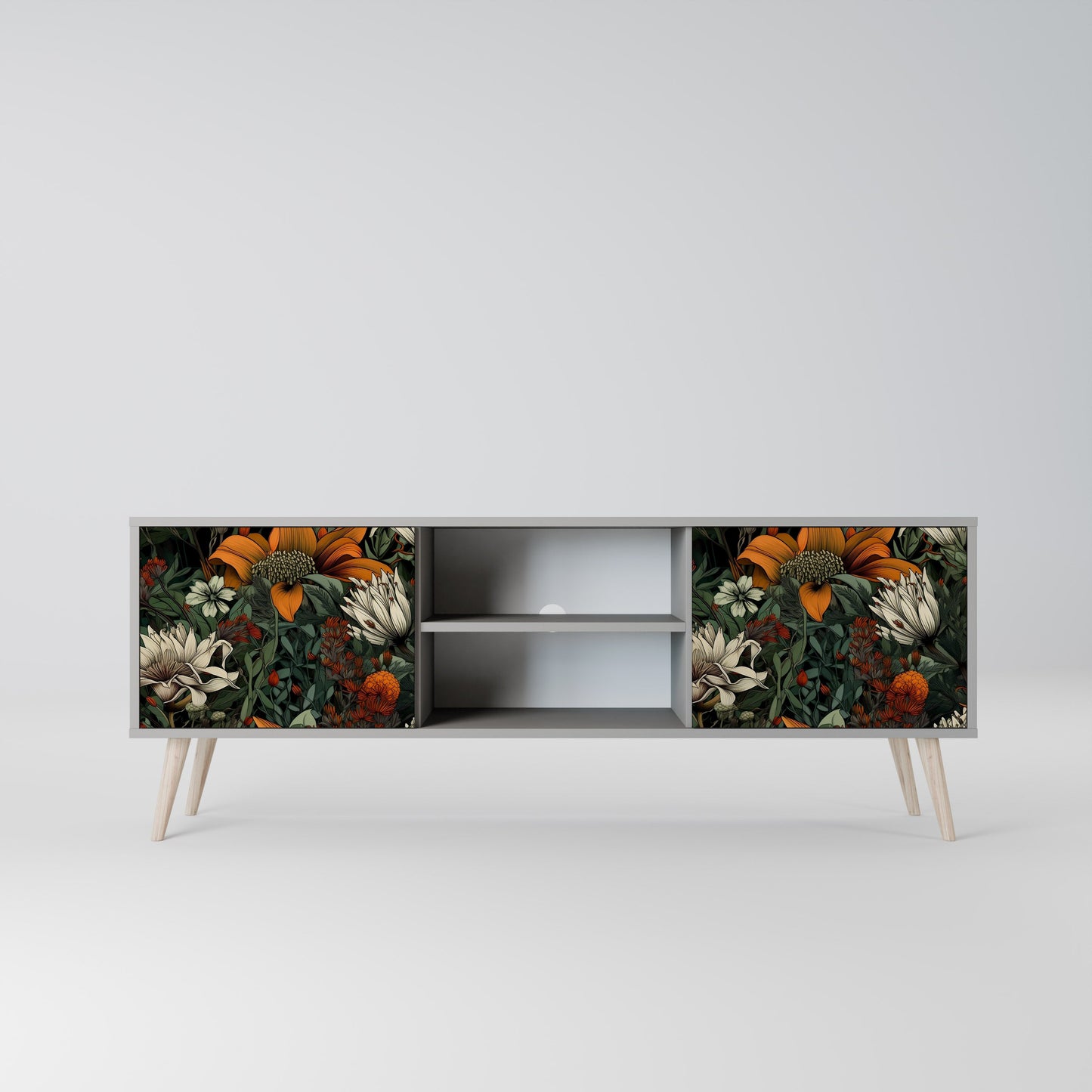 MIDNIGHT SPROUT 2-Door TV Stand in Grey Finish