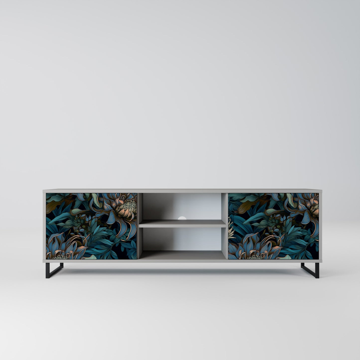TWILIGHT BLOOM 2-Door TV Stand in Grey Finish