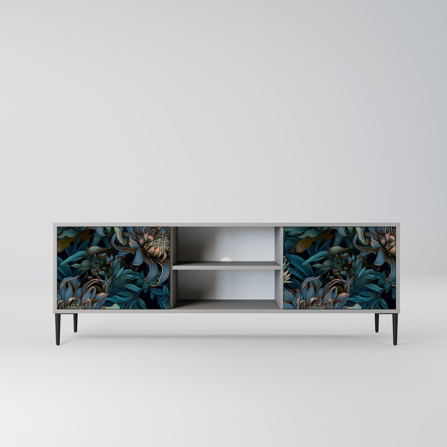 TWILIGHT BLOOM 2-Door TV Stand in Grey Finish