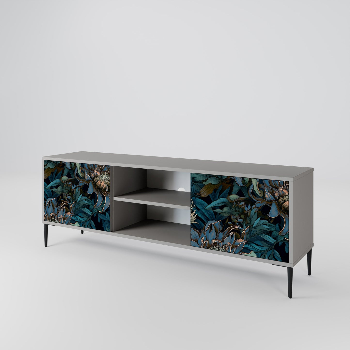 TWILIGHT BLOOM 2-Door TV Stand in Grey Finish