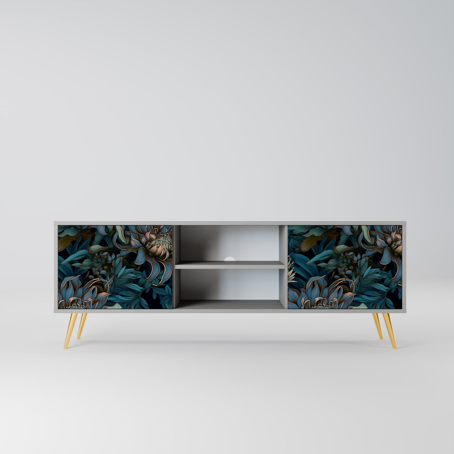 TWILIGHT BLOOM 2-Door TV Stand in Grey Finish