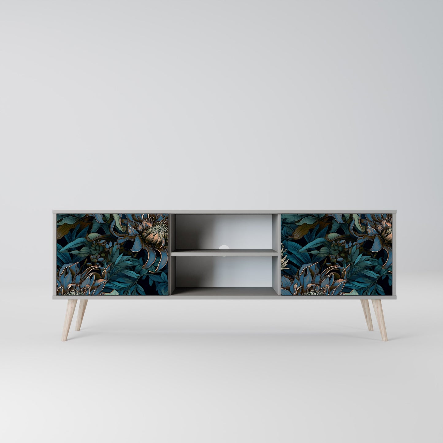 TWILIGHT BLOOM 2-Door TV Stand in Grey Finish