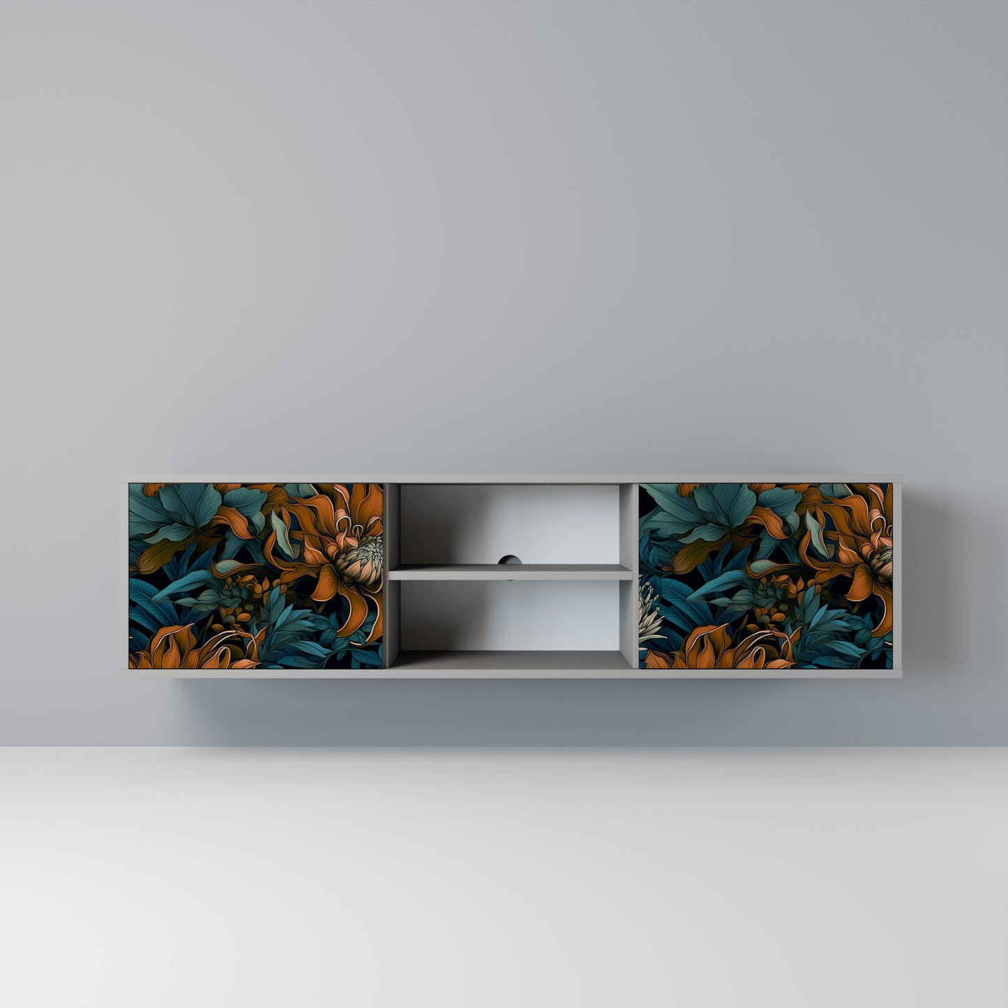 MORNING BLOOM 2-Door TV Stand in Grey Finish
