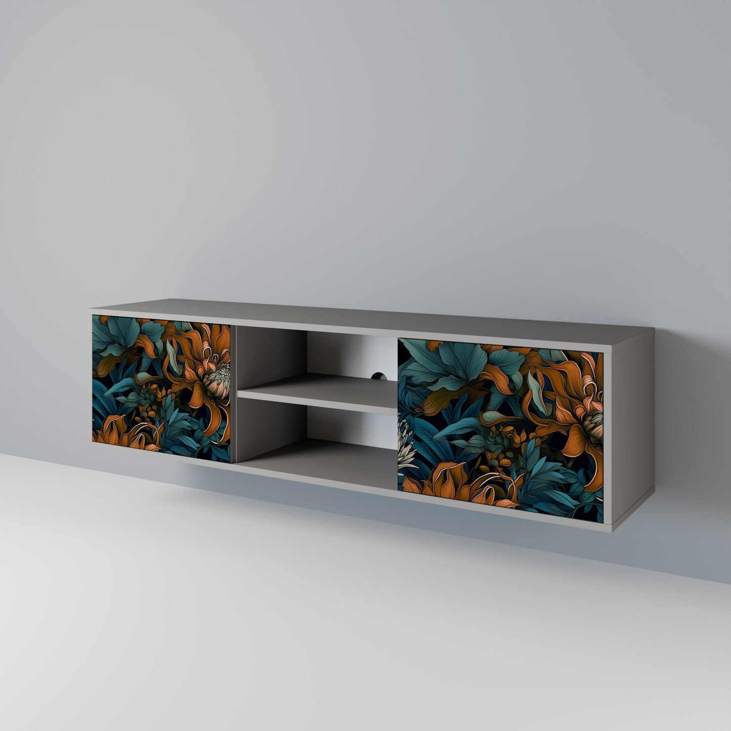 MORNING BLOOM 2-Door TV Stand in Grey Finish