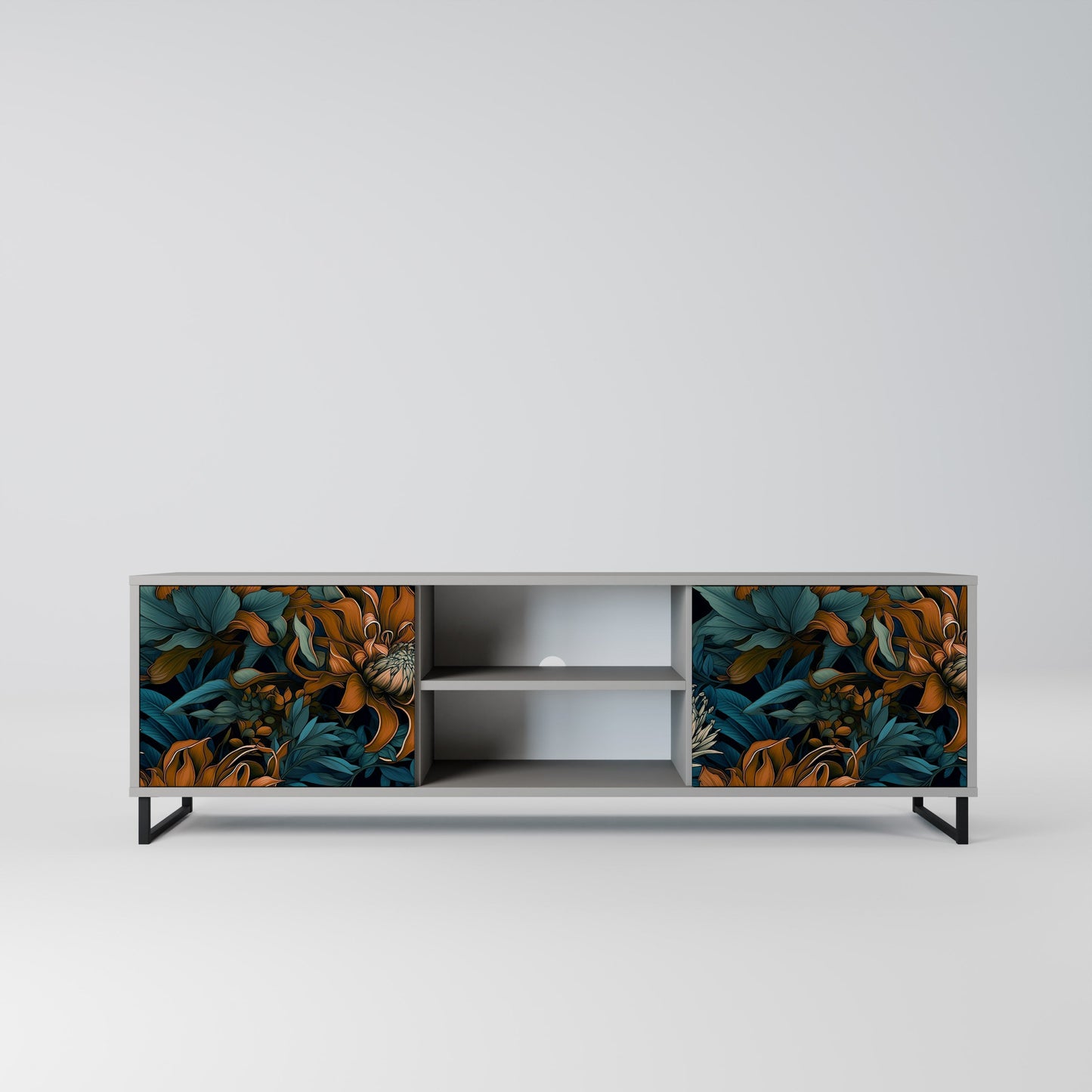 MORNING BLOOM 2-Door TV Stand in Grey Finish
