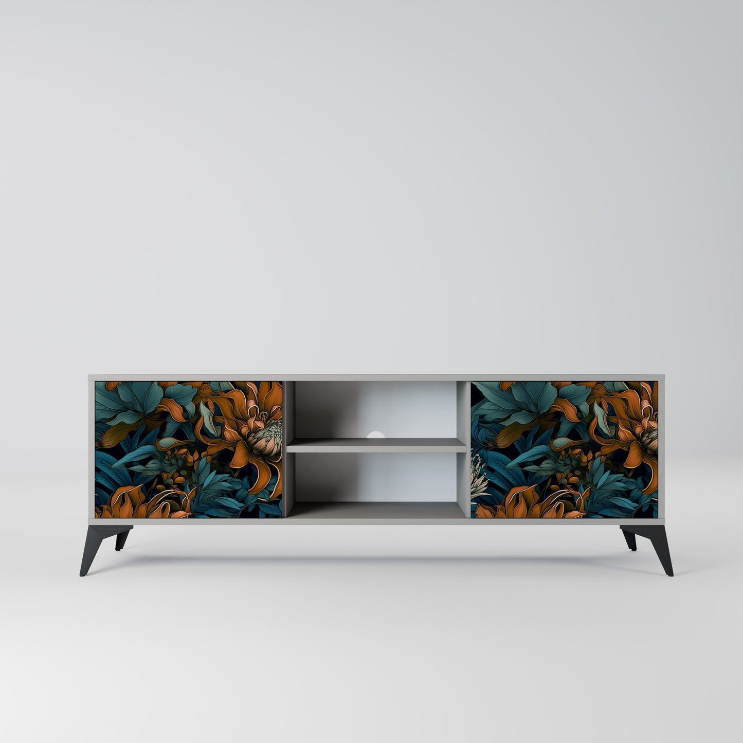 MORNING BLOOM 2-Door TV Stand in Grey Finish