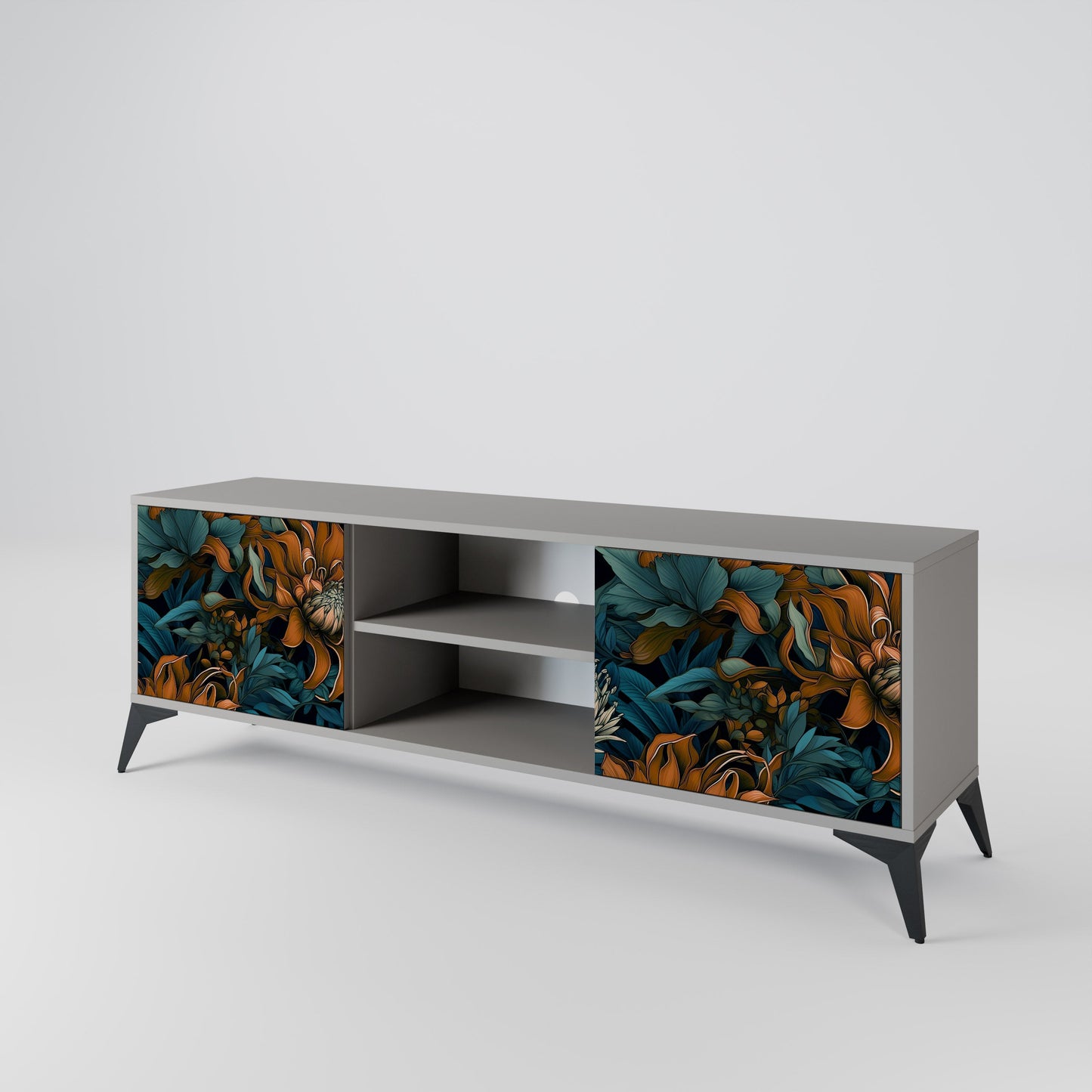 MORNING BLOOM 2-Door TV Stand in Grey Finish