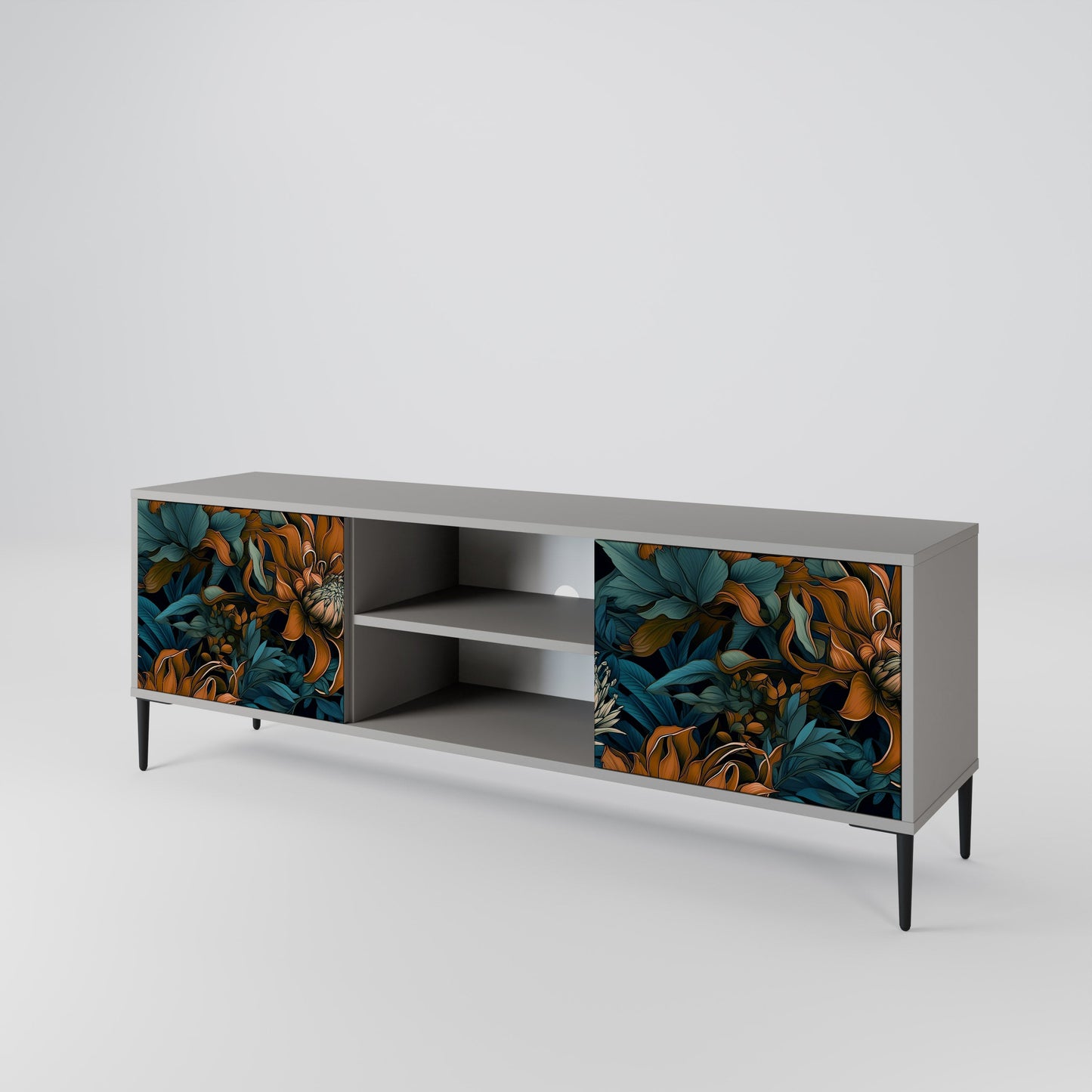 MORNING BLOOM 2-Door TV Stand in Grey Finish