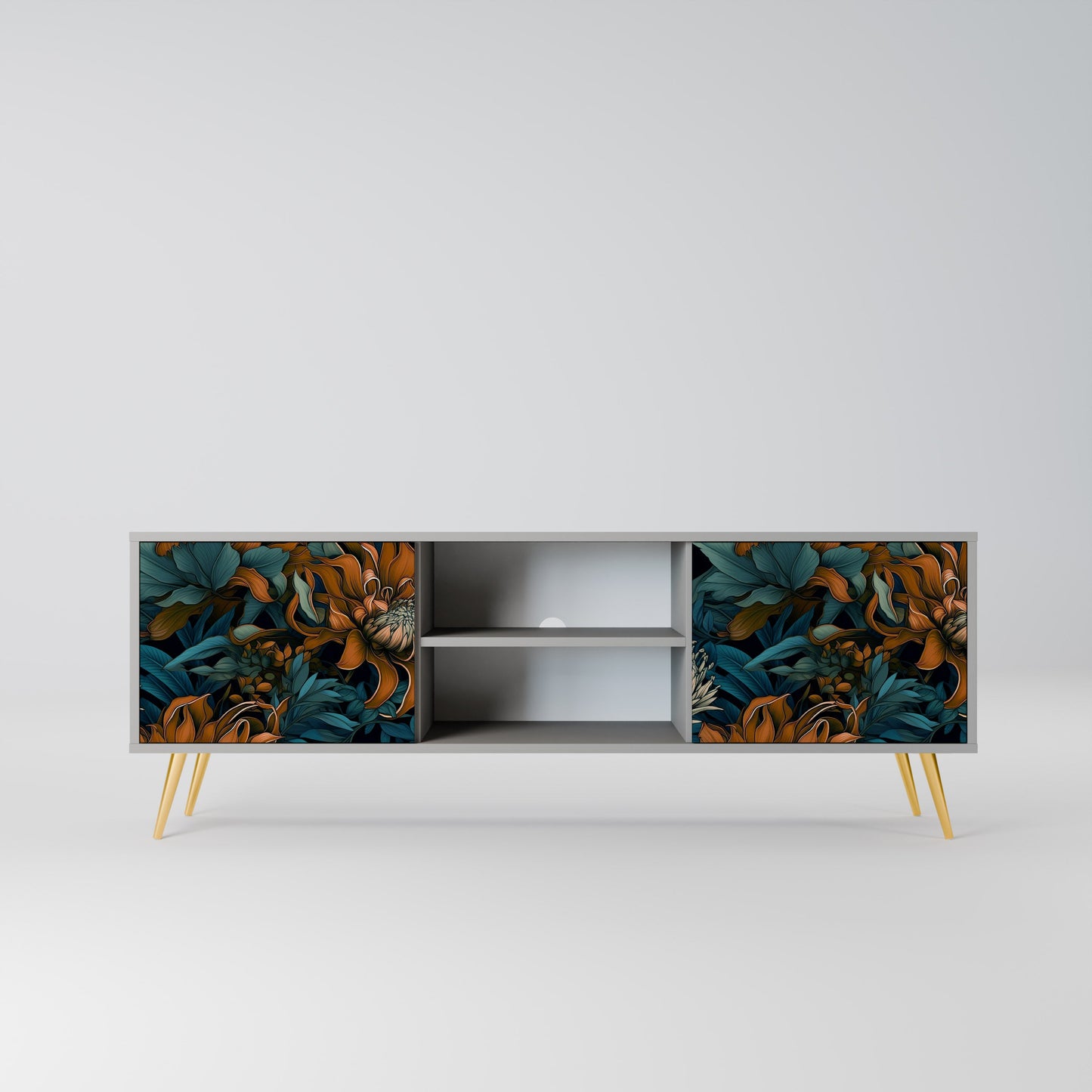 MORNING BLOOM 2-Door TV Stand in Grey Finish