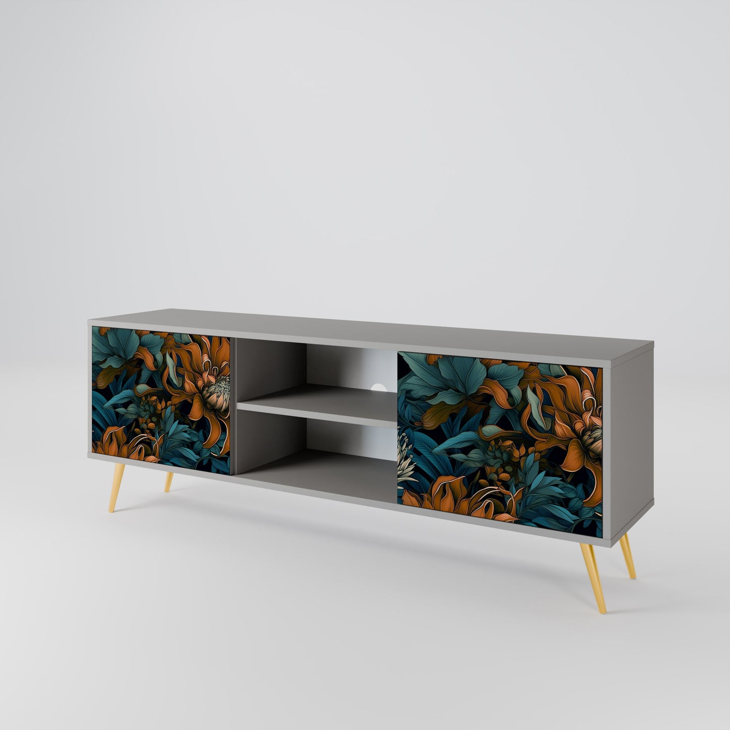 MORNING BLOOM 2-Door TV Stand in Grey Finish