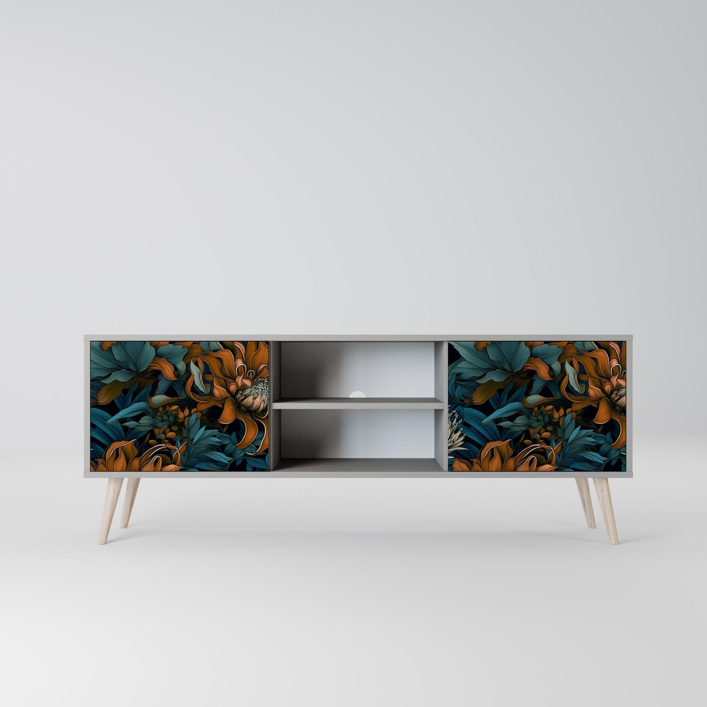 MORNING BLOOM 2-Door TV Stand in Grey Finish