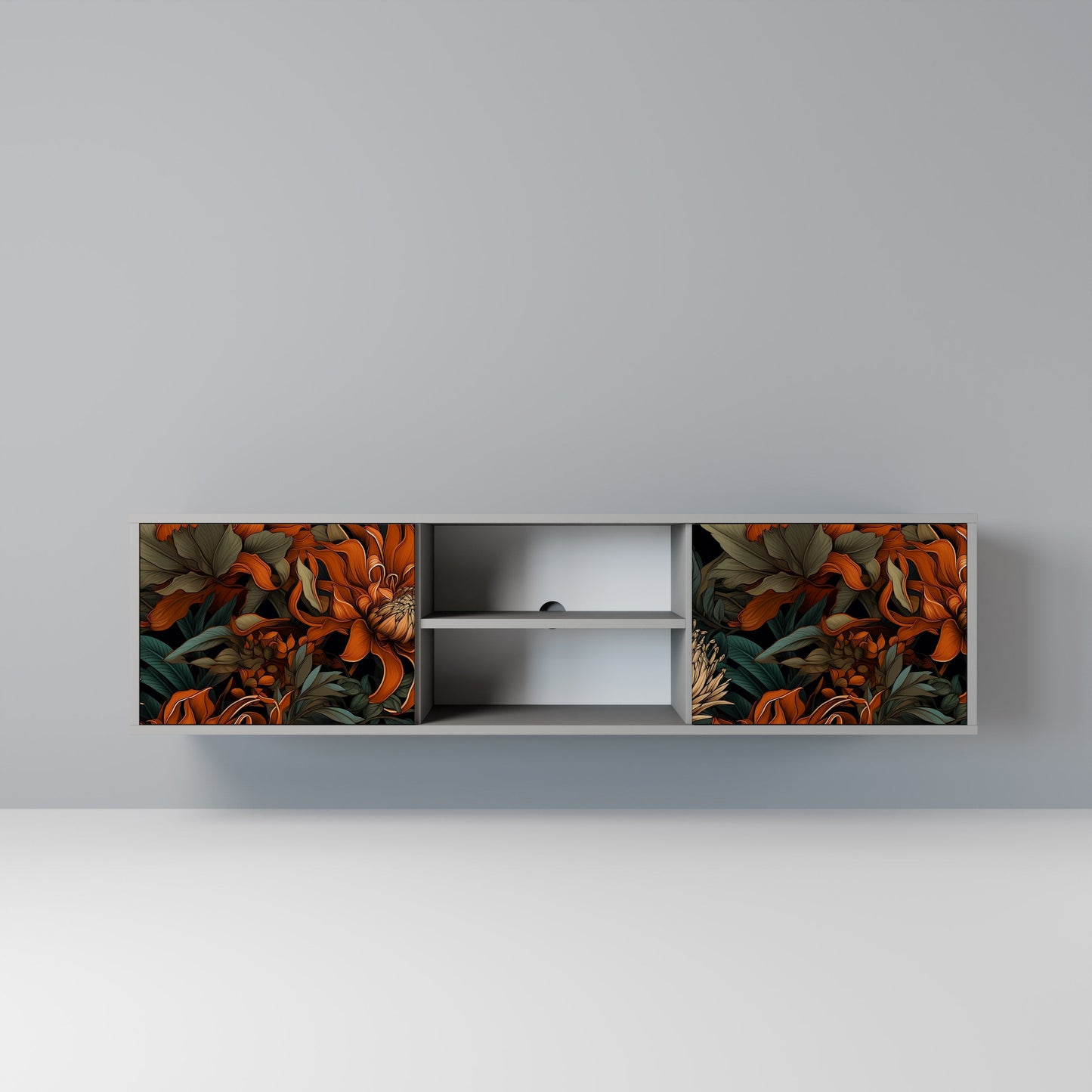 DAWN BLOOM 2-Door TV Stand in Grey Finish