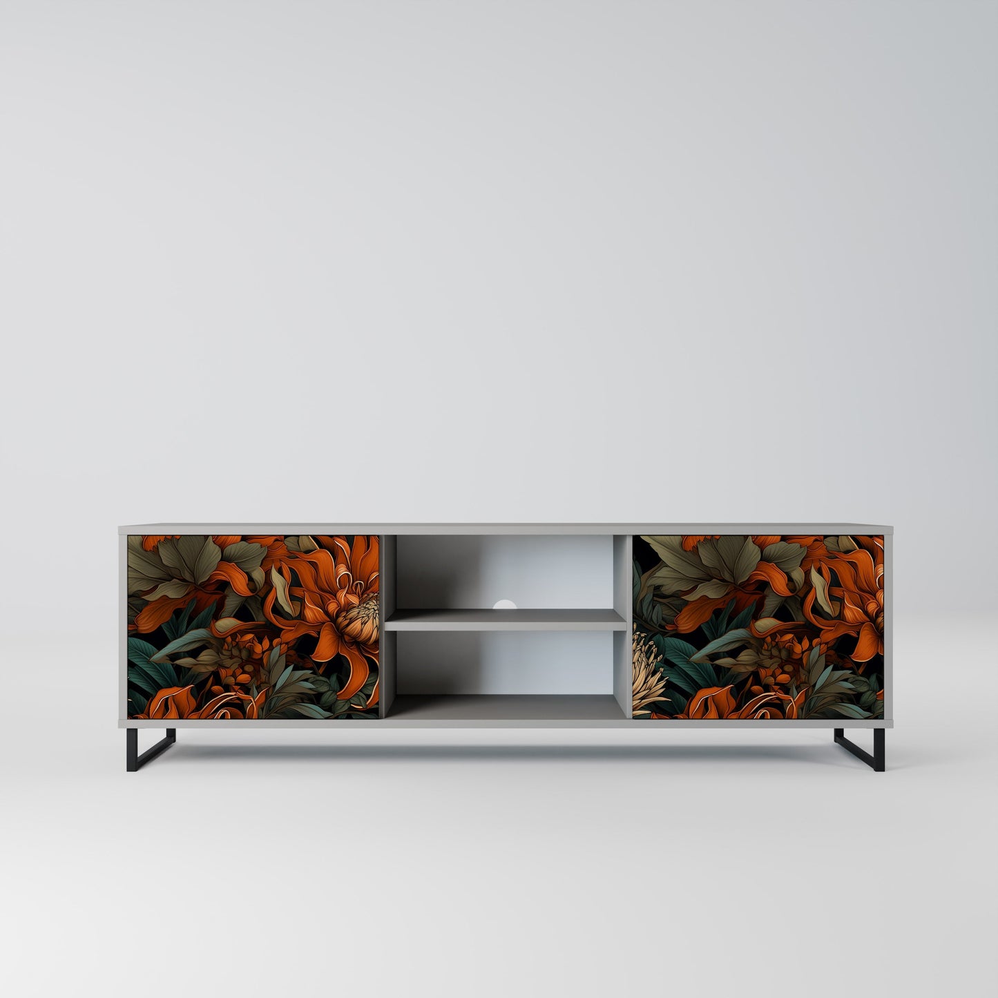 DAWN BLOOM 2-Door TV Stand in Grey Finish