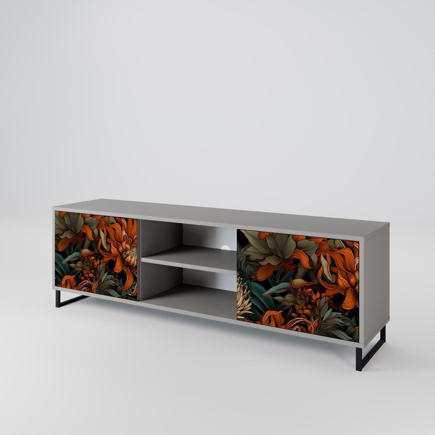 DAWN BLOOM 2-Door TV Stand in Grey Finish